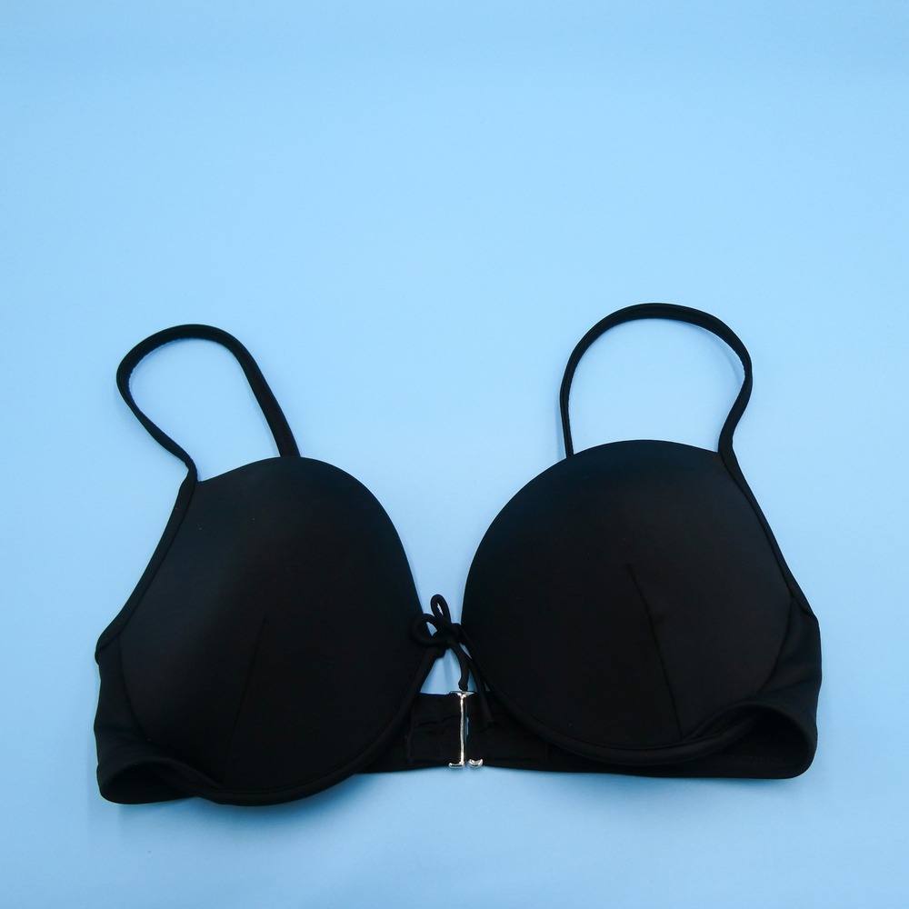 Victoria's Secret Bikini Top Womens 36DD Push Up Black Underwire Polyamide